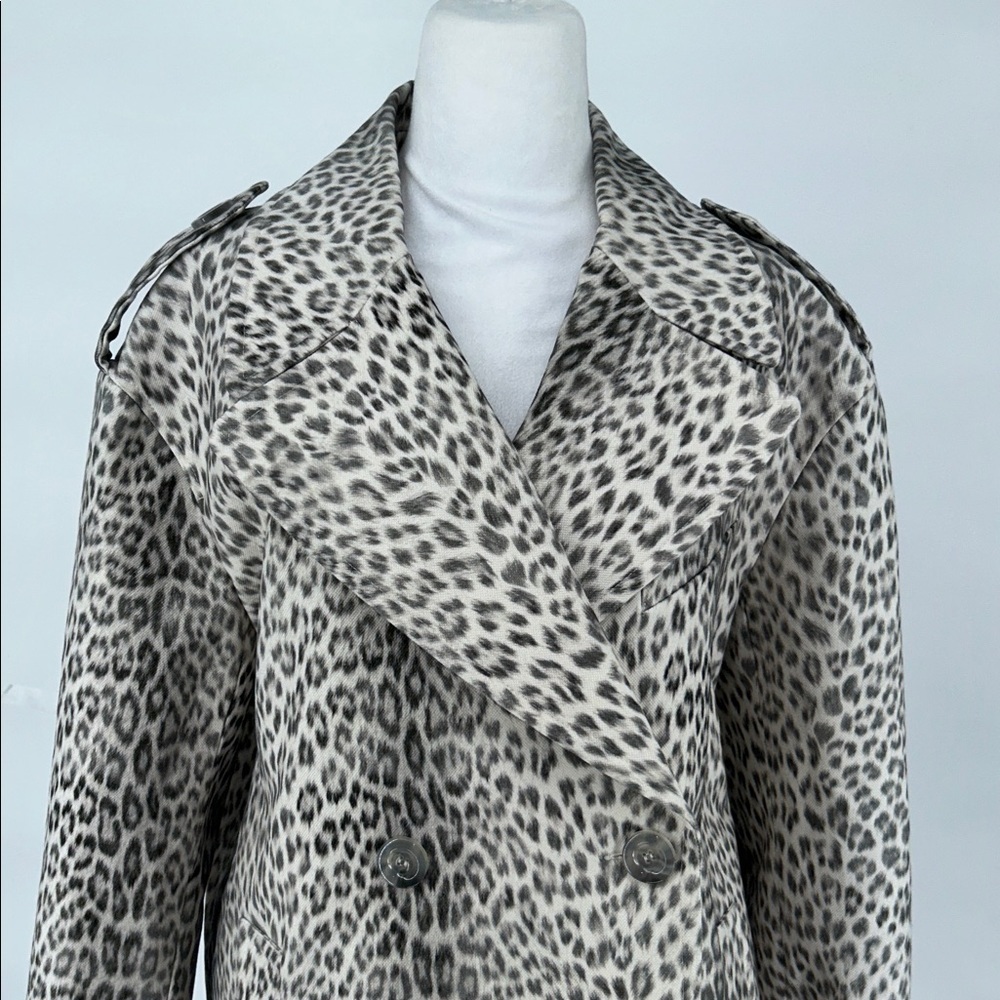 Tara Jarmon Leopard Print Double Breasted Coat Made in France Size 40 - Picture 4 of 14